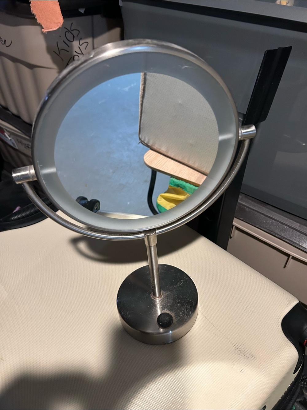 IKEA Silver Round Double-Sided Vanity Mirror